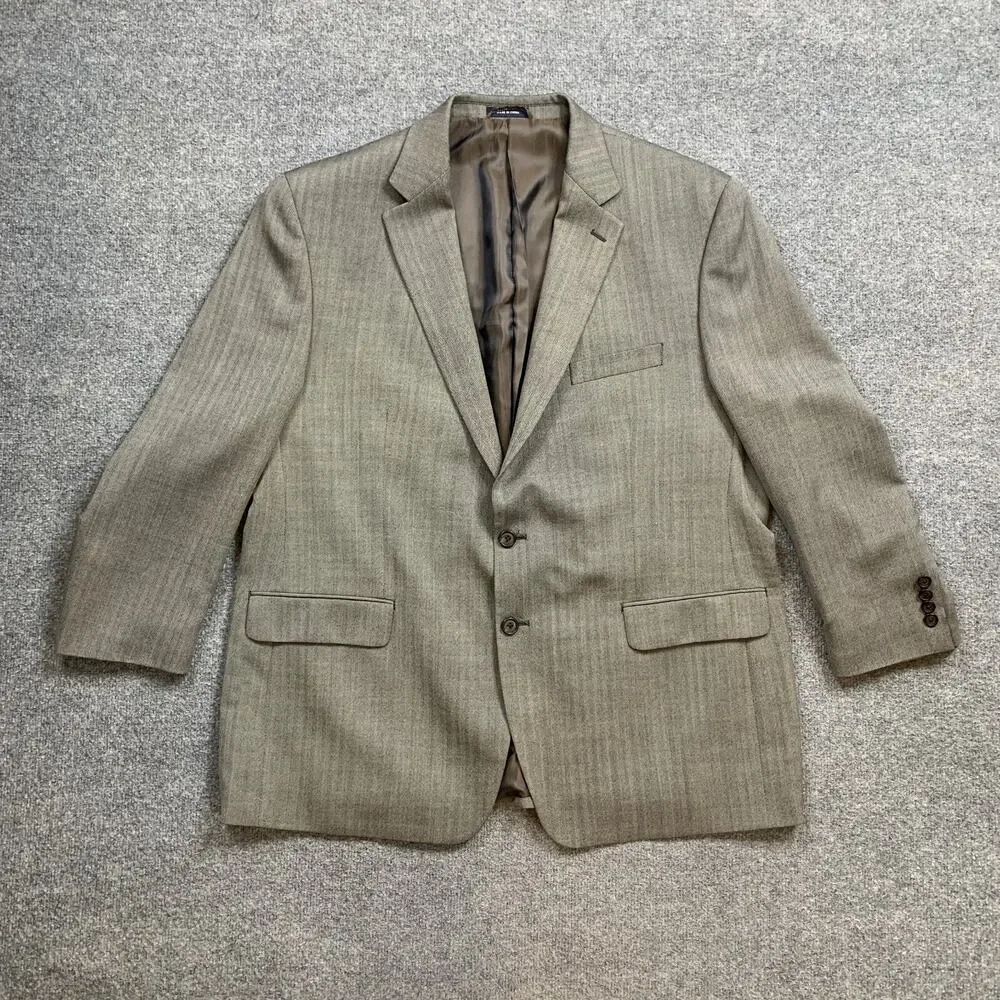 Ralph by Ralph Lauren Blazer Mens‎ 48 Black Cream Herringbone Wool 2 Button